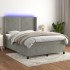 Cama box spring colchón y LED terciopelo gris claro 140x190