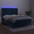 Cama box spring colchón y LED terciopelo azul oscuro 140x190