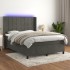 Cama box spring colchón y LED terciopelo gris oscuro 140x190