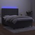 Cama box spring colchón y LED terciopelo gris oscuro 140x190