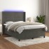 Cama box spring colchón y LED terciopelo gris oscuro 140x200