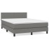 Cama box spring con colchón tela gris oscuro 140x190