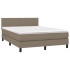 Cama box spring con colchón tela gris taupe 140x200