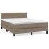 Cama box spring con colchón tela gris taupe 140x200