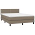 Cama box spring con colchón tela gris taupe 140x200