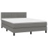 Cama box spring con colchón tela gris oscuro 140x200