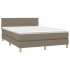 Cama box spring con colchón tela gris taupe 140x190