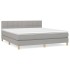 Cama box spring con colchón tela gris claro 160x200