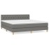 Cama box spring con colchón tela gris oscuro 160x200