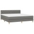 Cama box spring con colchón tela gris oscuro 160x200