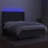 Cama box spring colchón y luces LED tela gris oscuro 140x190