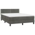 Cama box spring con colchón terciopelo gris oscuro 140x190