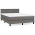 Cama box spring con colchón cuero sintético gris 140x200