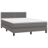 Cama box spring con colchón cuero sintético gris 140x200