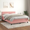 Cama box spring con colchón terciopelo rosa 140x200 cm