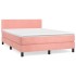 Cama box spring con colchón terciopelo rosa 140x200