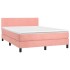 Cama box spring con colchón terciopelo rosa 140x200