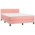 Cama box spring con colchón terciopelo rosa 140x190