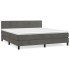 Cama box spring con colchón terciopelo gris oscuro 160x200