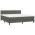 Cama box spring con colchón terciopelo gris oscuro 160x200