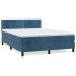 Cama box spring con colchón terciopelo azul oscuro 140x200