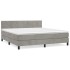 Cama box spring con colchón terciopelo gris claro 160x200