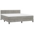 Cama box spring con colchón terciopelo gris claro 160x200