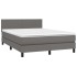 Cama box spring con colchón cuero sintético gris 140x190