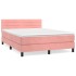 Cama box spring con colchón terciopelo rosa 140x190