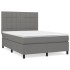 Cama box spring con colchón tela gris oscuro 140x190