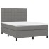 Cama box spring con colchón tela gris oscuro 140x190