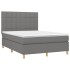 Cama box spring con colchón tela gris oscuro 140x200