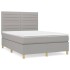 Cama box spring con colchón tela gris claro 140x190