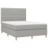 Cama box spring con colchón tela gris claro 140x190