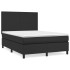 Cama box spring con colchón cuero sintético negro 140x190