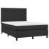 Cama box spring con colchón cuero sintético negro 140x190