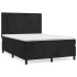 Cama box spring con colchón terciopelo negro 140x200