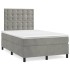 Cama box spring con colchón terciopelo gris claro 120x200