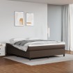 Cama box spring con colchón cuero sintético marrón 160x200 cm