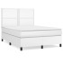 Cama box spring con colchón cuero sintético blanco