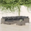 Set de muebles de jardín 7 pzas y cojines ratán sintético gris