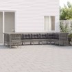 Set de muebles de jardín 10 pzas y cojines ratán sintético gris