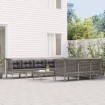 Set de muebles de jardín 10 pzas y cojines ratán sintético gris