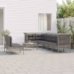 Set de muebles de jardín 9 pzas y cojines ratán sintético gris