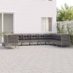 Set de muebles de jardín 10 pzas y cojines ratán sintético gris