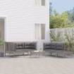 Set de muebles de jardín 10 pzas y cojines ratán sintético gris