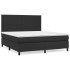 Cama box spring con colchón cuero sintético negro 160x200