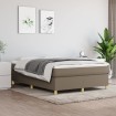 Cama box spring con colchón tela gris taupe 140x190 cm