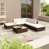 Set muebles de jardín 6 piezas y cojines ratán sintético