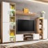 Mueble salón pared para TV con luces LED roble Sonoma y